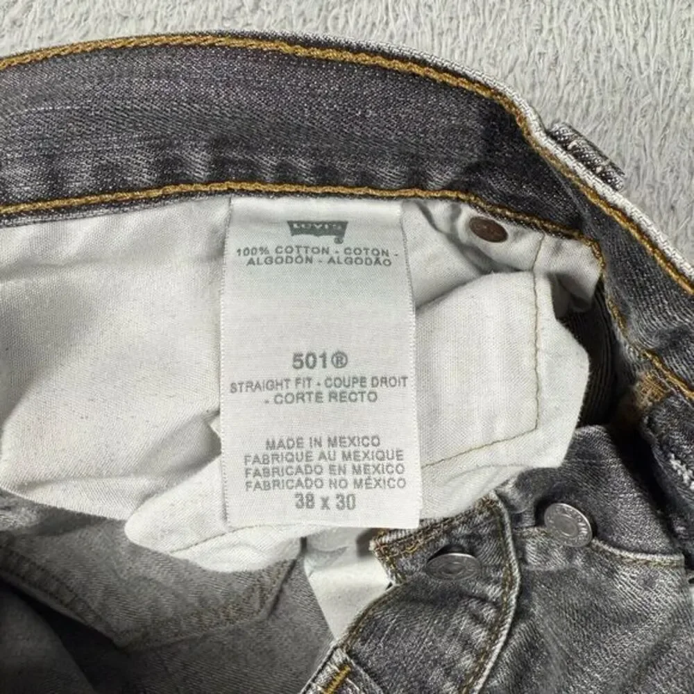 Vintage Levis 501 Jeans Mens 38x30 Black Button Fly Fade Denim Cowboy‎ Y2K XX